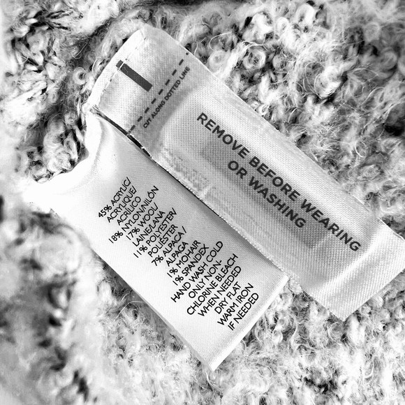 Ann Taylor Loft Gray White Fuzzy Sweater XS Wool Alpaca Blend Long Sleeves - Picture 8 of 9